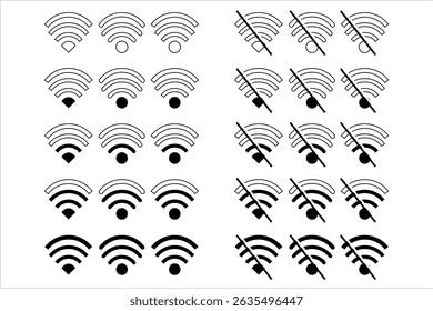 ícone wi-fi e a Folha Sem ícones WIFI.  Conjunto de ícones da rede Wi-Fi. eps 10.