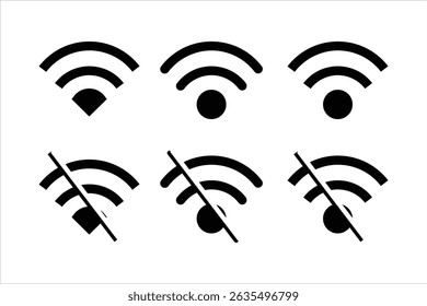 ícone wi-fi e a Folha Sem ícones WIFI.  Conjunto de ícones da rede Wi-Fi. eps 10.
