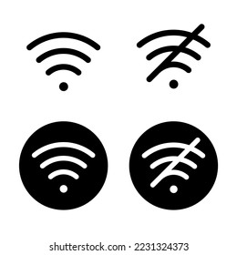 Wifi icon and no internet connection icon. Wifi wireless internet signal flat and wireless connectivity disconnect, error connection wifi. There is no signal sign of the vector, no signal area. No wif