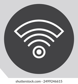 WiFi icon on a gray background, vector illustration. Flat design style internet network signal symbol logo.