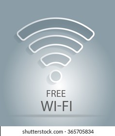 Wi-fi icon on grey background. Free Wi-Fi hotspot symbol. Vector illustration.