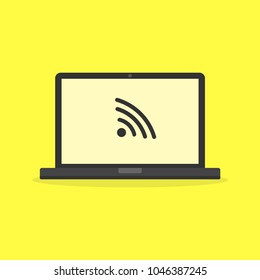 Wi-Fi icon on laptop screen. Vector illustration.