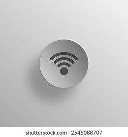  ícone wi-fi no botão de fundo de metal