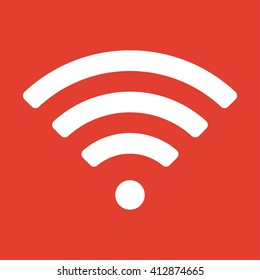 WiFi icon on red background.