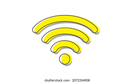 Wi-Fi Icon on white background - vector illustration. Yellow icon.
