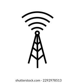 wifi icon on white background. Vector wireless network switch with antenna and signal coverage sign.
