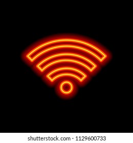 wi-fi icon. Orange neon style on black background. Light icon