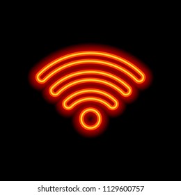 wi-fi icon. Orange neon style on black background. Light icon
