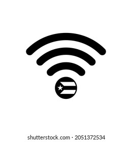 wifi icon outline with cuba or puerto rico flag isolated on white background
