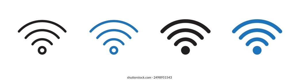 Wifi icon Outline vector line set