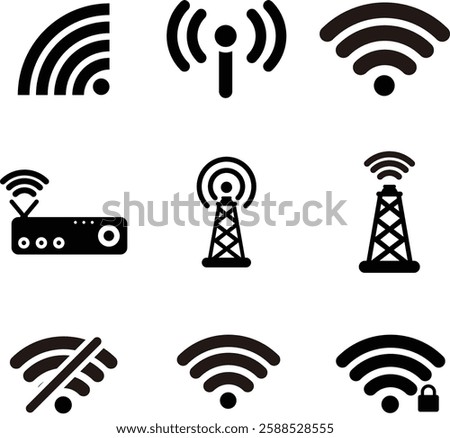 Wifi icon pack. 2d flat vector format.
for design elements, made with illustration software