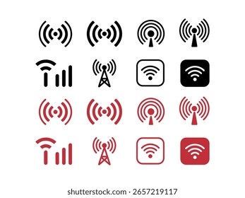 Conjunto de colección de paquete de iconos Wi-Fi, varios iconos de antena de telecomunicaciones para tecnología inalámbrica moderna, proyectos de diseño de redes de comunicación y presentaciones.