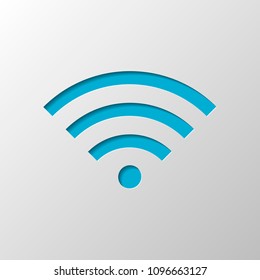 wi-fi icon. Paper design. Cutted symbol with shadow