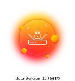 Wifi-Symbol mit Passwort. Website-, Server-, Telefon- und PC-Schutz. Farbverlauf-Unschärfeknopf mit Glasmorphismus. Klare Glaskonstruktion.