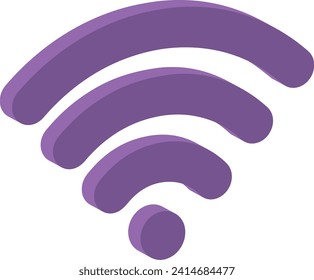 wifi icon, purple tones 3d vector, wifi button