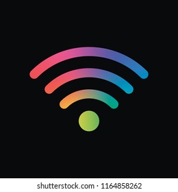 wi-fi icon. Rainbow color and dark background