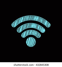 wi-fi icon scribble blue on black background