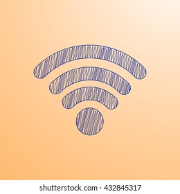 wi-fi icon scribble blue on yellow background