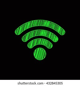 wi-fi icon scribble green on black background