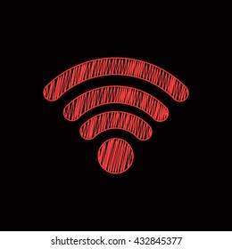wi-fi icon scribble red on black background
