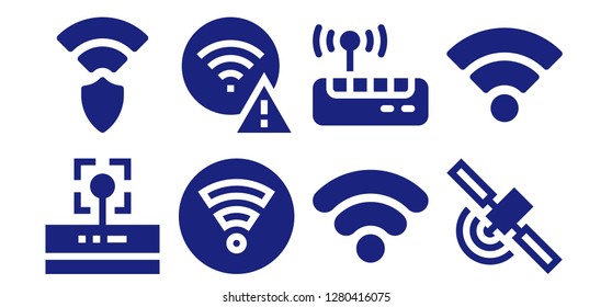  wi-fi icon set. 8 filled wi-fi icons. Simple modern icons about  - Wifi, Wireless, Wifi signal, Signal