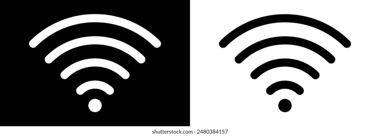 wifi icon set. black and white Wi-Fi network connection symbol for app, ui and website. vector illustration on transparent background