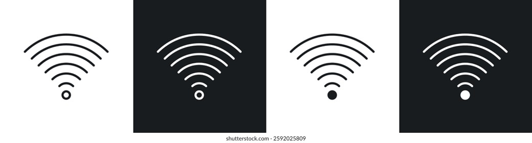 Wifi icon set black and white colors. Graphic Vector icons pack