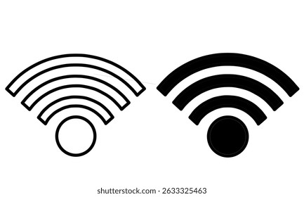 conjunto de ícones wifi. símbolo de conexão de rede Wi-Fi preto e branco para aplicativo, interface do usuário e site. ilustração vetorial em fundo branco