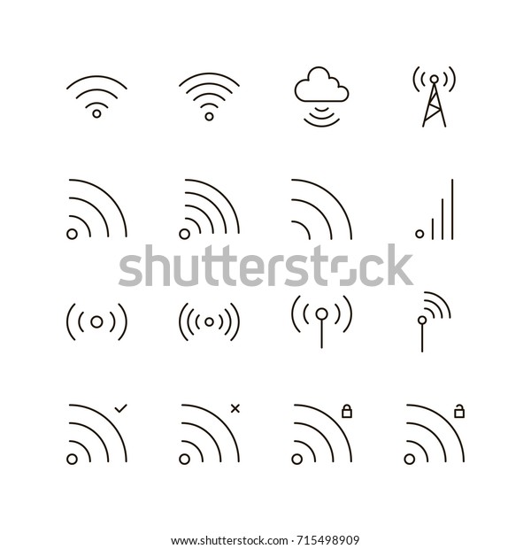 Wifi Icon Set Collection Wifi Line Stock Vector Royalty Free