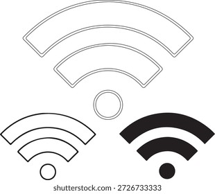 Colección de conjunto de iconos Wifi sobre fondo blanco, que ilustra un símbolo de conexión inalámbrica moderna. es un gráfico ideal para el Web y el diseño App, que representa la tecnología, la comunicación y la conectividad de red con estilos sólidos y de contorno.
