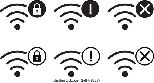 wifi icon set. Connection lost symbol. Wireless Technology. internet symbol sign collection
