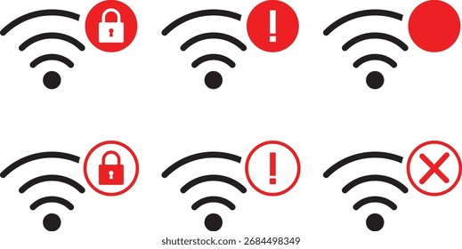 wifi icon set. Connection lost symbol. Wireless Technology. internet symbol sign collection
