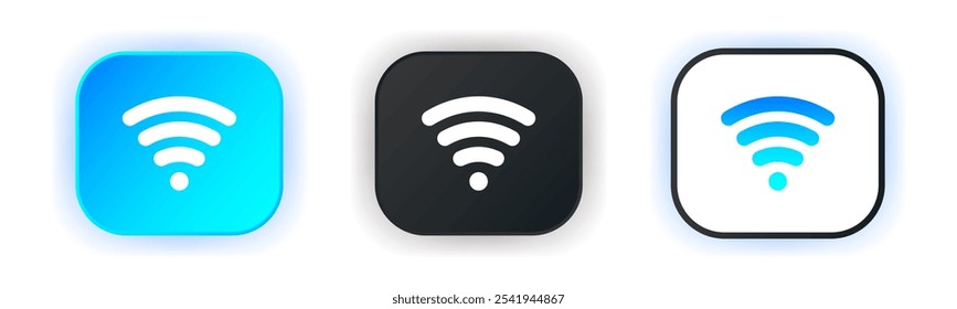 Ícone Wi-Fi definido. Design para ícones de aplicativos. Modelo de botão.