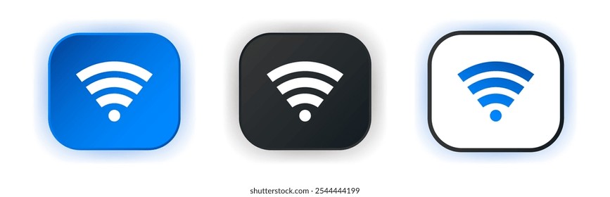 Ícone Wi-Fi definido. Design para ícones de aplicativos. Modelo de botão.