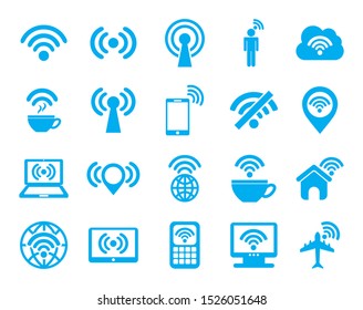 Wifi icon set design, Internet technology communication connection network wireless and digital theme Vector illustration