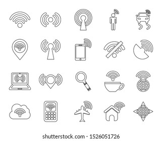 Wifi icon set design, Internet technology communication connection network wireless and digital theme Vector illustration