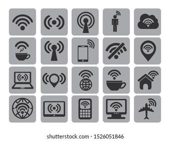 Wifi icon set design, Internet technology communication connection network wireless and digital theme Vector illustration
