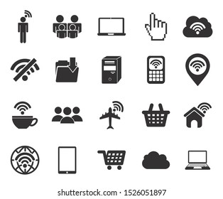 Wifi icon set design, Internet technology communication connection network wireless and digital theme Vector illustration