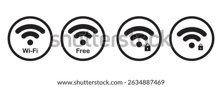 Wifi icon set. Wifi icons .flat illustration of wifi vector icon, communication sign symbol. signal sign and symbol. Wireless icon. Wi-fi symbol set. router wireless technology. Free wireless zone. Pu