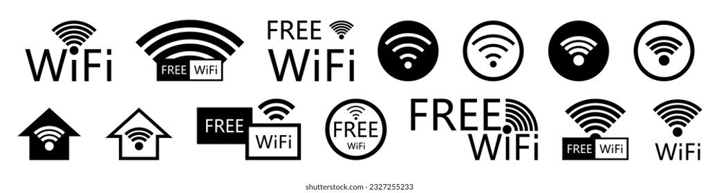 Conjunto de iconos de Wifi. símbolo de conexión a Internet. Iconos modernos para aplicaciones y sitios web. Ilustración vectorial aislada en fondo blanco.