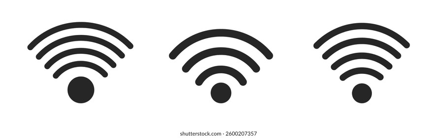 Wifi icon set. Wifi network connection symbol. Wifi editable line icon. Wireless internet signal element flat symbol