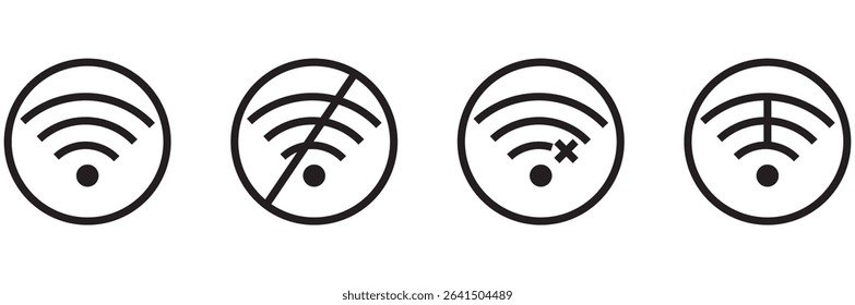 wi-fi icon set. No wi-fi connection icon on isolated background eps 10. 