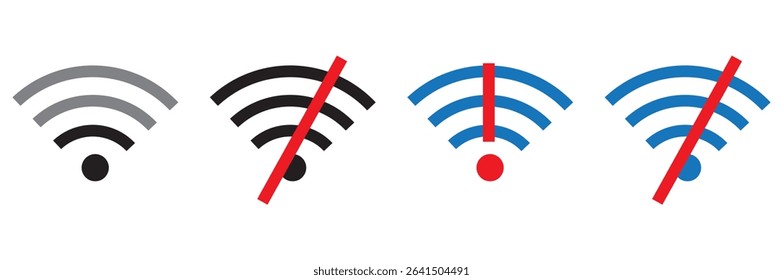 wi-fi icon set. No wi-fi connection icon on isolated background eps 10. 
