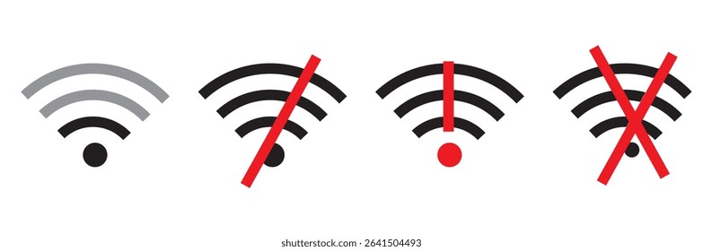 wi-fi icon set. No wi-fi connection icon on isolated background eps 10. 