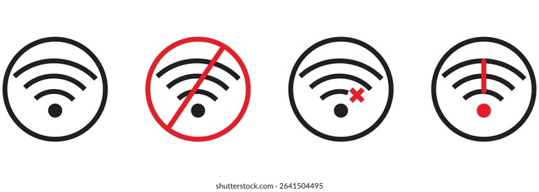 wi-fi icon set. No wi-fi connection icon on isolated background eps 10. 
