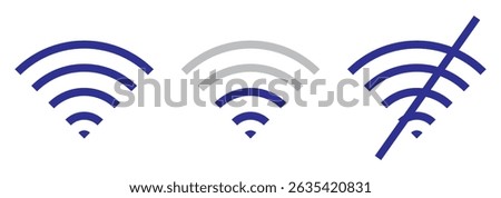 Wi-Fi icon set. On and off mode. 2G to 5G different Wi-Fi design and connections. Connected and Disconnected options mode. Eps 10.