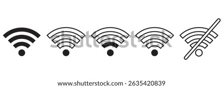 Wi-Fi icon set. On and off mode. 2G to 5G different Wi-Fi design and connections. Connected and Disconnected options mode. Eps 10.