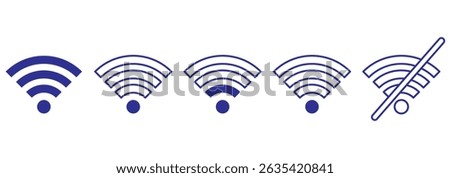 Wi-Fi icon set. On and off mode. 2G to 5G different Wi-Fi design and connections. Connected and Disconnected options mode. Eps 10.