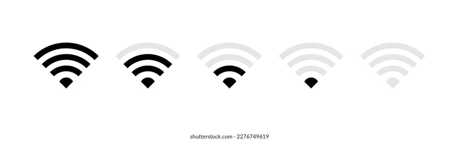 WIFI Icon set. rounded corners. black gray white background