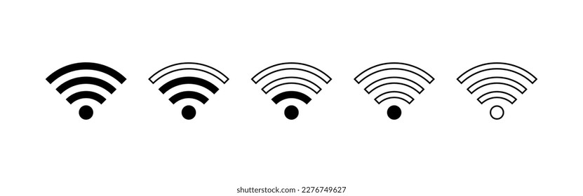 Juego de iconos WIFI. esquinas redondeadas. fondo blanco gris negro